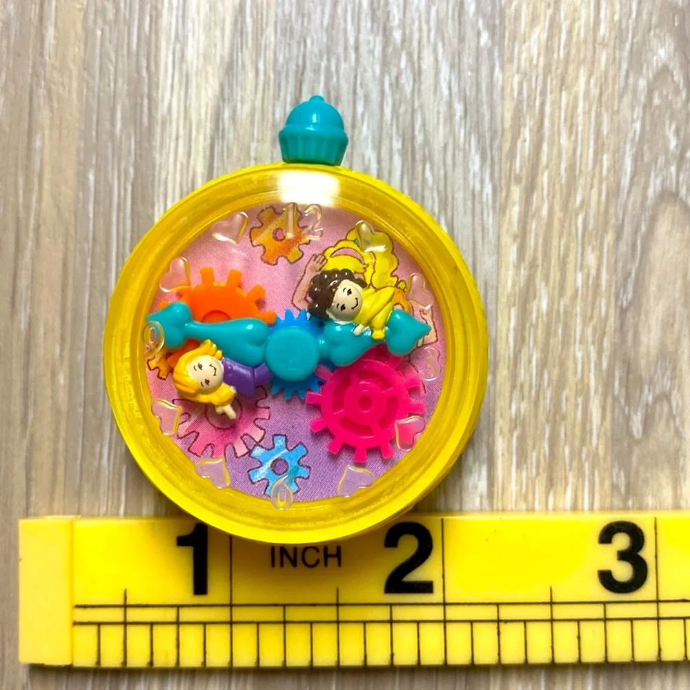 Polly pocket vintage bluebird toys Yellow Kids Toy Clock with Colorful Gears 90s